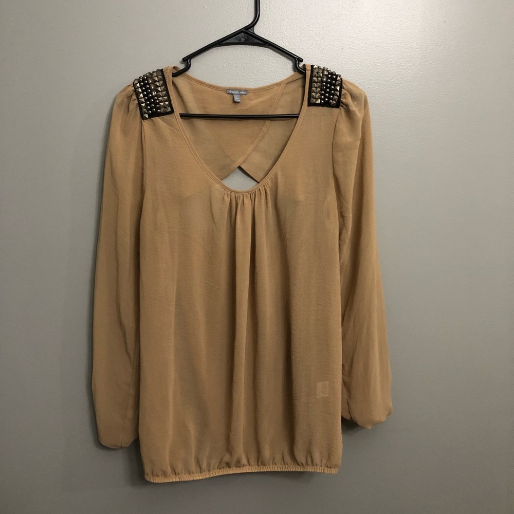 Charlotte Russe tan sheer top with studs
